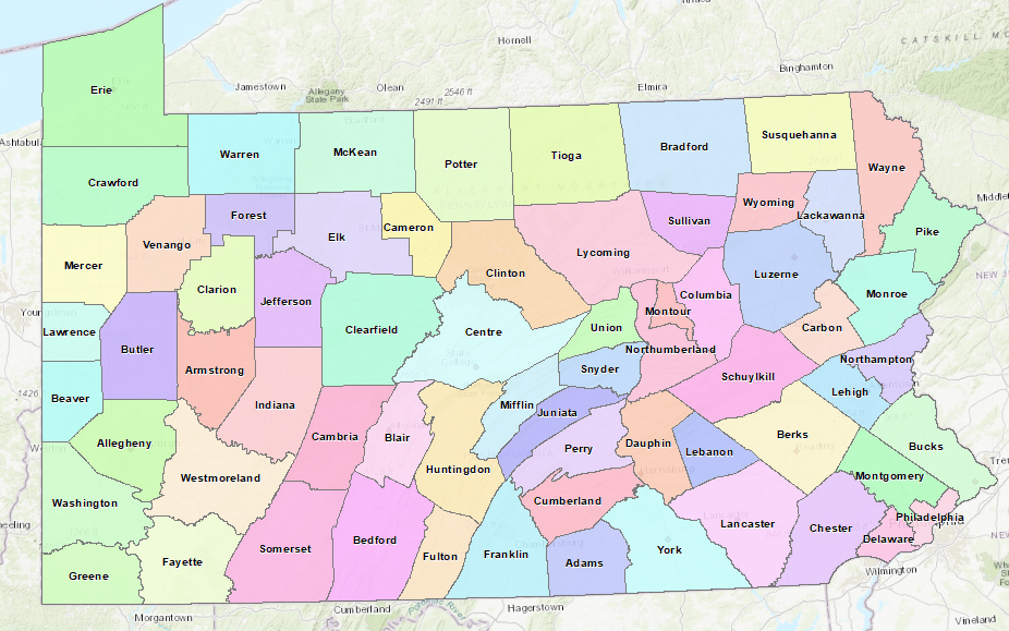 A County Map of PA 