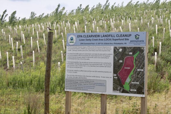 Sign noting EPA Clearview Landfill Cleanup