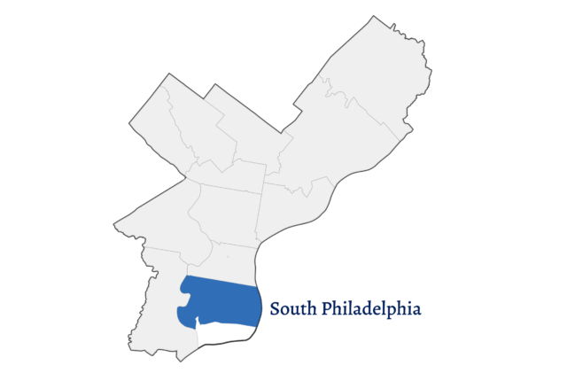 Mao showing the outline of South Philadelphia